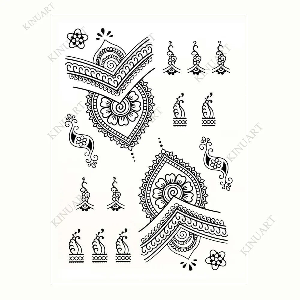 sengpan Black Henna Temporary Tattoos Lace Flower Mehndi Tattoo Sticker for Women Wedding Waterproof Fake Tattoo Festival Body Art Hena