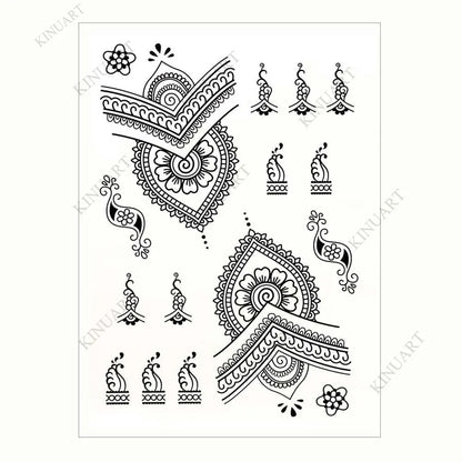 sengpan Black Henna Tattoo Stickers Temporary Tattoo for Women Wedding Lace Flower Mehndi Tattoo Waterproof Fake Tatoo Festival Body Art