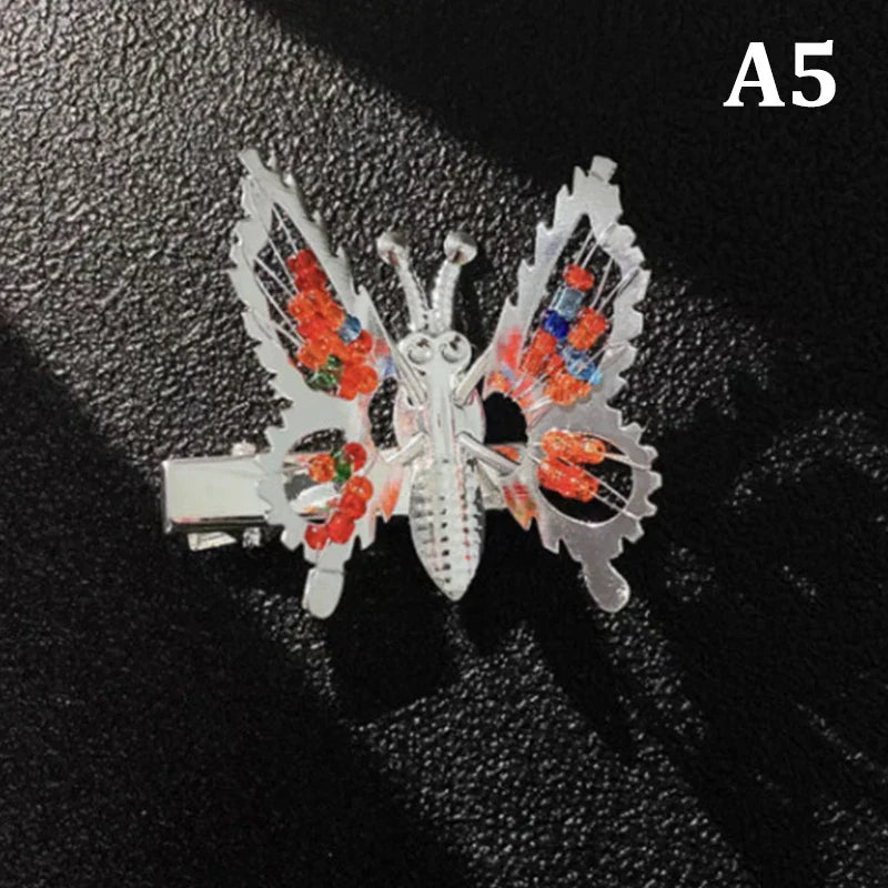 sengpan Shaking Move Wing Top Clip Bangs Clip Shiny Rhinestone Moving Butterfly Children Hairpin Alloy Hair Accessories