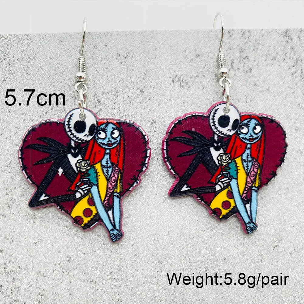 sengpan 19 kinds of Halloween Acrylic Earrings Christmas Night Horror Movie Cartoon Character Asymmetric Earring for Women Jewelry