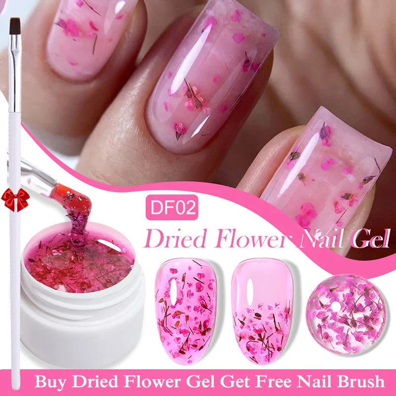 sengpan 8ml Dried Flower Gel Nail Polish Natural Flower Floral DIY Nail Art Semi Permanent UV Gel Soak Off Painting Varnishes