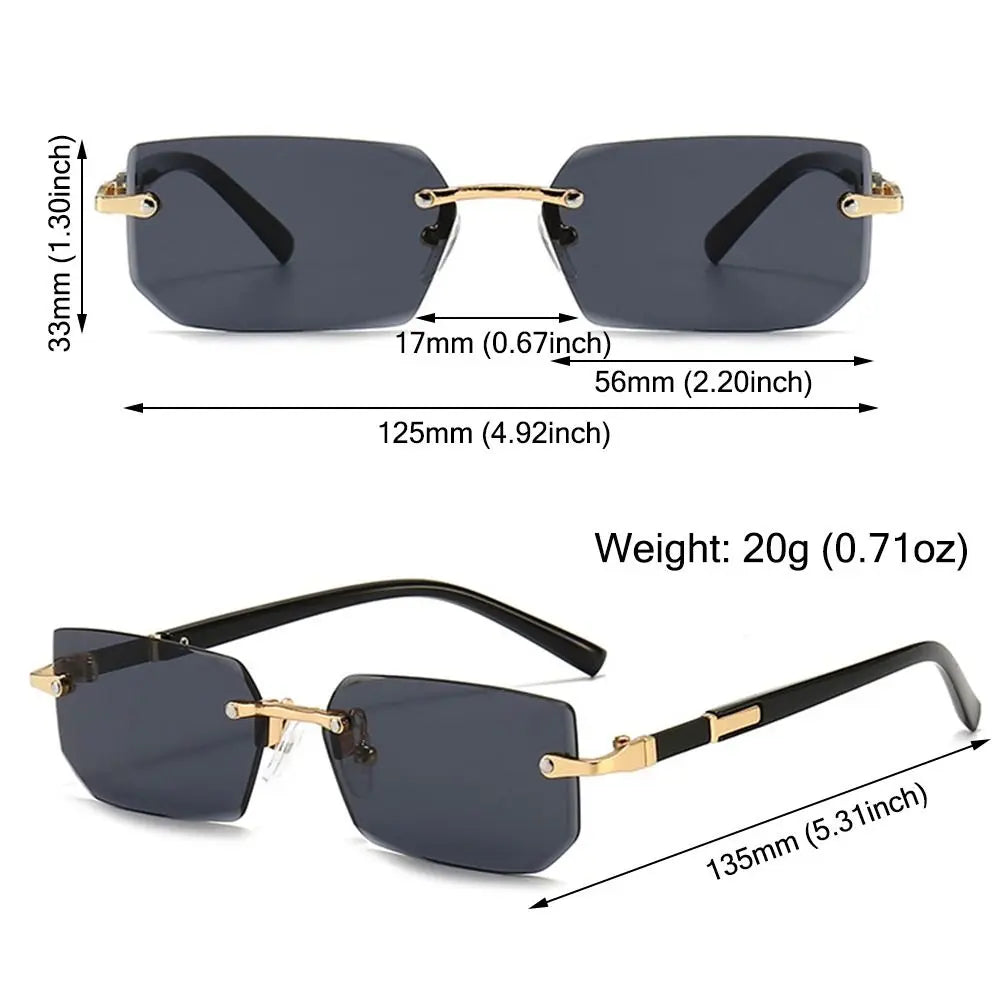 sengpan Trendy Rimless Sunglasses for Men Women Fashion Frameless Rectangle Sun Glasses Retro Shades Summer Traveling Eyewear UV400