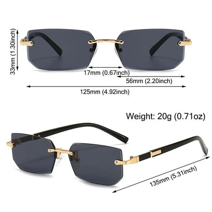 sengpan Trendy Rimless Sunglasses for Men Women Fashion Frameless Rectangle Sun Glasses Retro Shades Summer Traveling Eyewear UV400