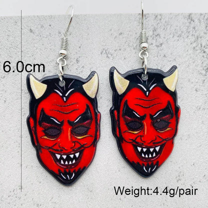 sengpan 19 kinds of Halloween Acrylic Earrings Christmas Night Horror Movie Cartoon Character Asymmetric Earring for Women Jewelry