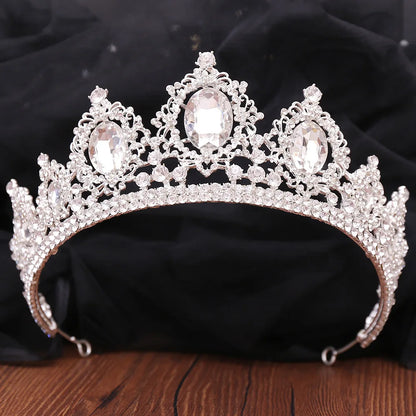 sengpan Bridal Headpiece Wedding Crown Gold Silver Color Rhinestone Crystal Diadem Queen Crown Princess Tiaras Wedding Hair Jewelry