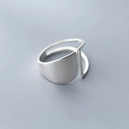 sengpan Silver Simple Punk Hollow Rings For Women Geometric Fashion Open Adjustable Handmade Party Jewelry Gift Allergy