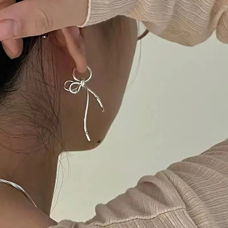 sengpan Bow Drop Earrings for Women Girls Korean Style Bowknot Ear Studs Earrings Aesthetic Wedding Y2K Jewelry