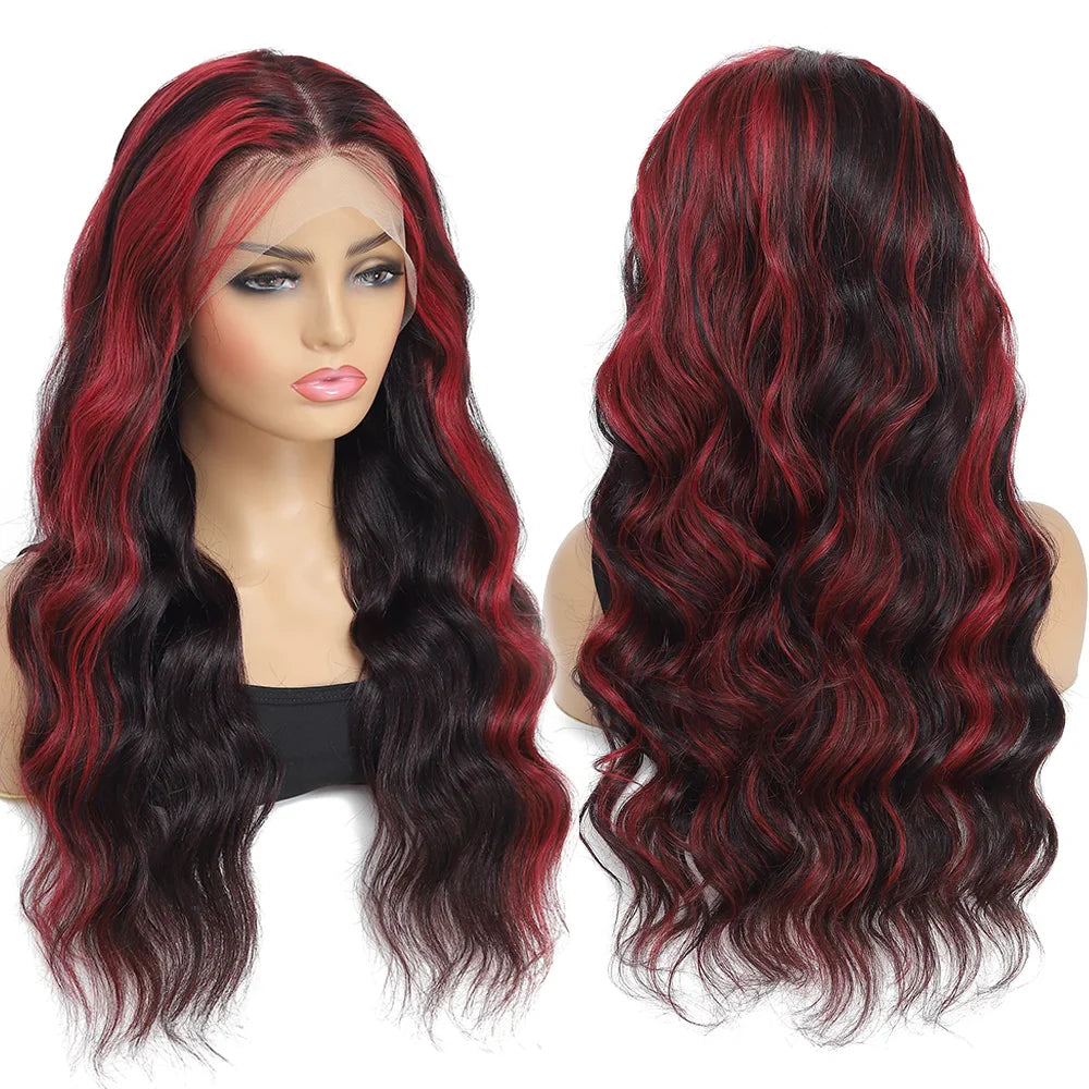 sengpan Burgundy Lace Front Wigs Human Hair 1B/99J Colored Body Wave 13X4 Human Hair Wigs Pre Plucked Burgundy Wig with Baby Hair 180%