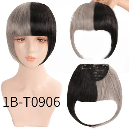 sengpan Synthetic Fake Hair Bangs Hair Clips For Extensions Natural Straigth Black Invisible Wig Women Natural Neat Hair Bang