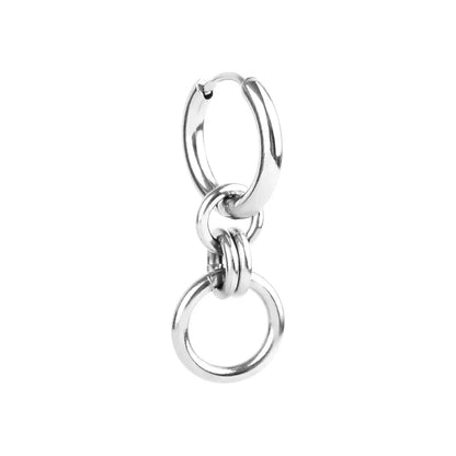 Lianfudai 1 PC New Punk Stainless Steel Chain Hoop Earrings For Women Men 2023 Trendy Goth Pop Hip Hop Pendants Ear Geometric Earring