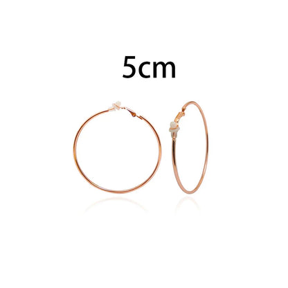 sengpan Round Circle Hoop Earrings Clip Without Piercing Women Gold Silver Stainless Steel Plating Rings Ear Clips Fashion Jewelry Gift