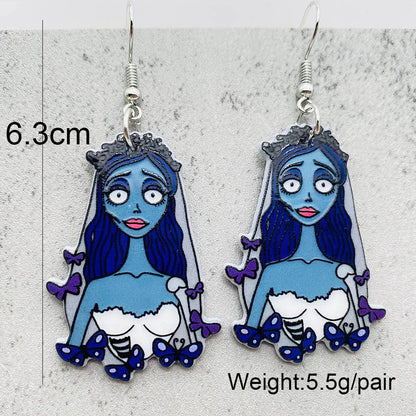 sengpan 19 kinds of Halloween Acrylic Earrings Christmas Night Horror Movie Cartoon Character Asymmetric Earring for Women Jewelry