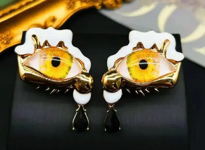 sengpan Vintage Ear Shape Pearl Ring Eye Earrings