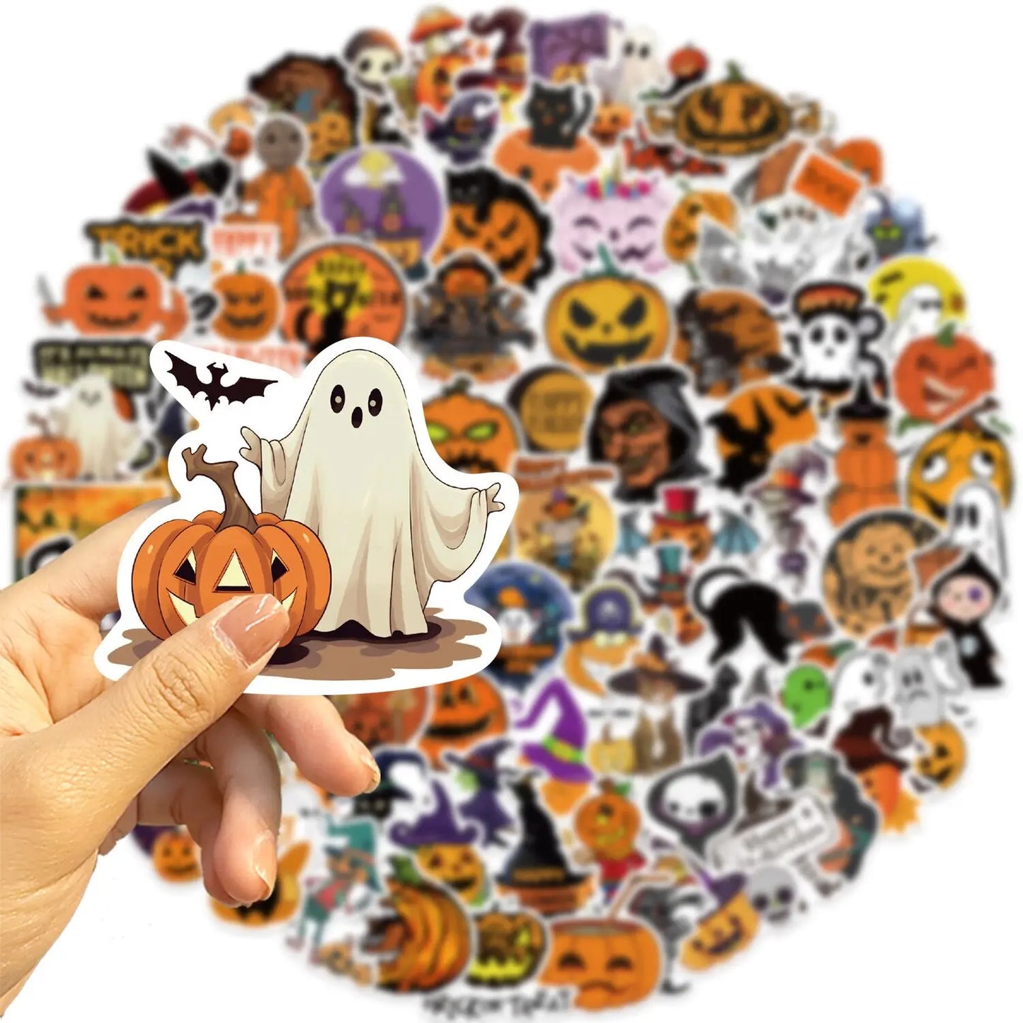 sengpan 10/50/100pcs Gothic Halloween Ghost Witch Pumpkin Decorative Stickers DIY Notebook Guitar Skateboard Waterproof Cool Sticker Toy