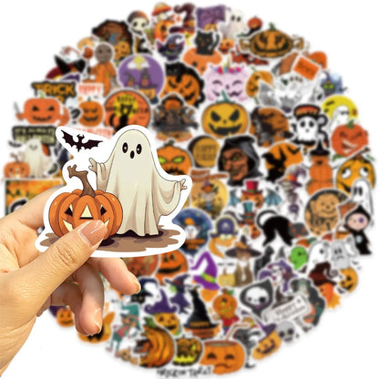 sengpan 10/50/100pcs Gothic Halloween Ghost Witch Pumpkin Decorative Stickers DIY Notebook Guitar Skateboard Waterproof Cool Sticker Toy