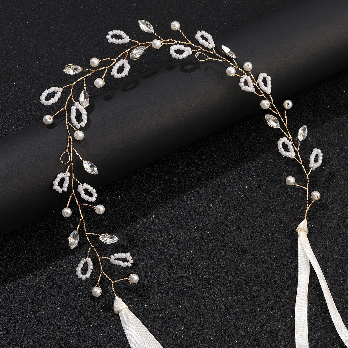 Lianfudai Elegant Women Hair Accessories Bridal Headband Crystal Pearl Hairband Head Ornament Ladies New Hair Jewelry For Wedding