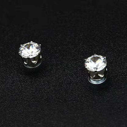 sengpan Magnetic Earrings Men Women Magnet Ear Clips Ear Stud White Crystal Stone Studs Earring Clip No Ear Hole No Piercing Jewelry