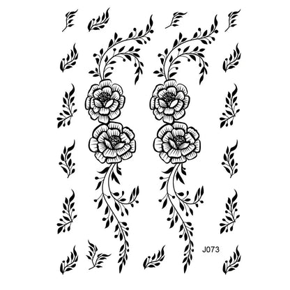 sengpan Black Henna Sticker Waterproof Temporary Tattoos for Women Body Art Henna Design Stickers for Hand Flower Mehndi Tatoo Fake