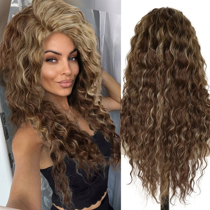 sengpan Ash Blonde Curly Wig Synthetic Long Curly Hair Wigs for Women Fluffy Hairstyle Wave Ombre Wig Costume Carnival Party Regular Wig