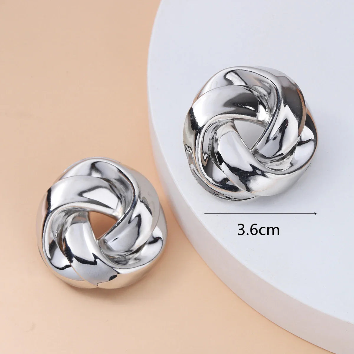 sengpan Hiphop Exaggerated Irregular Metal Dangle Earrings Spiral Twist Knot Geometry Round Smooth Rock Ear Brincos Jewelry Gift