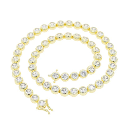 sengpan New Arrived Top Quality Fashion Women Female Jewelry Set Bezel 5A CZ Round Beaded Tennis Chain Bracelet Necklace