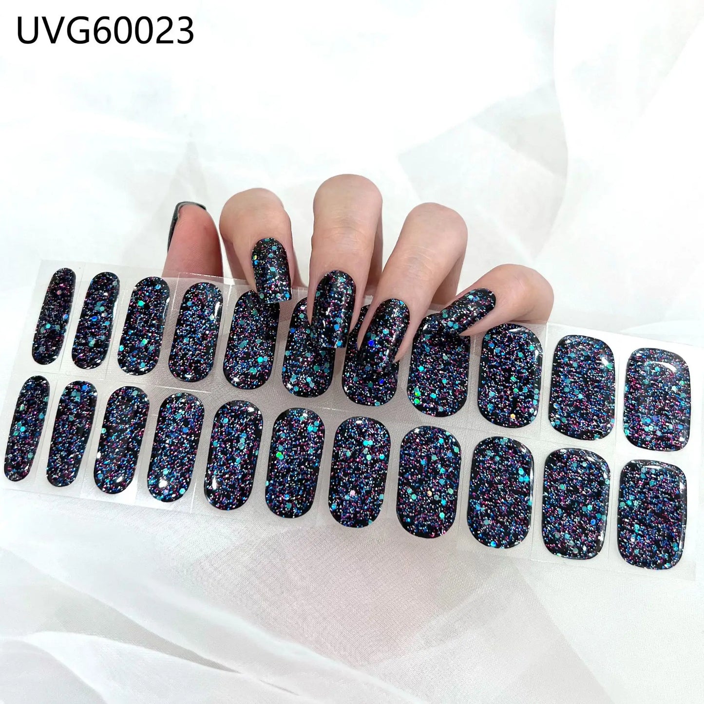 Lianfudai 2024 Halloween Semi-cured UV Gel Nail Stickers Pumpkin Skull Full Cover Gel For UV Lamp Gel Nail Strips Press On Nail Decal