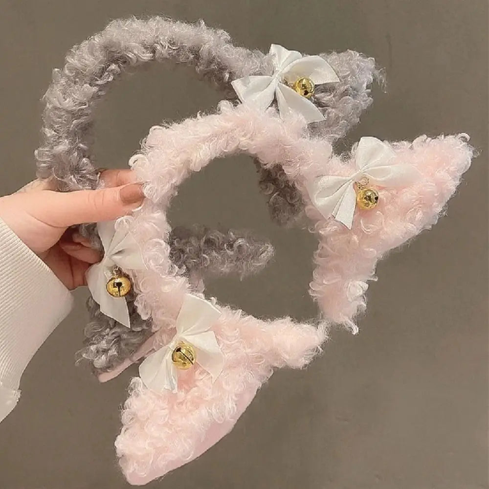 sengpan Plush Sheep Ears Headband Fashion Fancy Props Simulation Plush Hairband Handmade Bowknot Head Hoop Costume Party