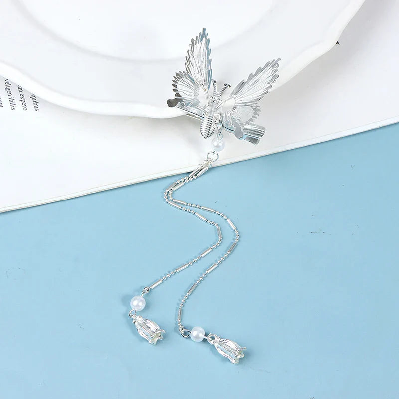 sengpan Shaking Move Wing Top Clip Bangs Kids Clip Shiny Rhinestone Moving Butterfly Children Hairpin Alloy Hair Accessories