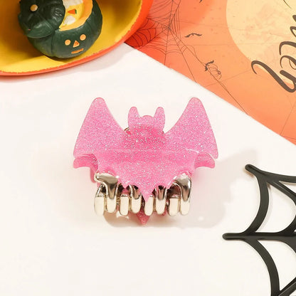 sengpan 8cm Halloween Bat Lady Hair Clip Festive Personality Funny Back of Head Hair Clip Shark Clip Cute Fashion Hair Accessory