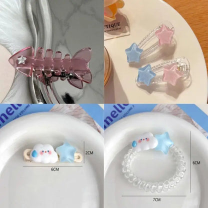 Lianfudai Hairpin Y2K Pink Small Fish Barb Hairpin Style Duck Mouth Clip Design Sense Bang Side Clip New Hair Accessories Tool Beauty Cute