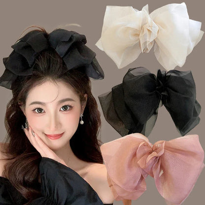 sengpan Big Hair Bows Chiffon Solid Color Large Bowknot Hairpins Spring Clamp Clip for Women Fashion Korea Headwear Accessories New