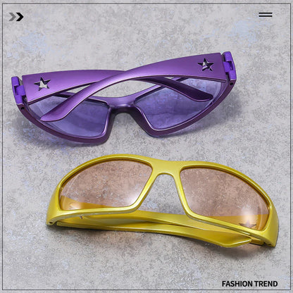 sengpan Fashion Punk Cat Eye Sunglasses Goggle Y2k Luxury Brand Sun Glasses Future Technology Uv400 Female Designer Glasses