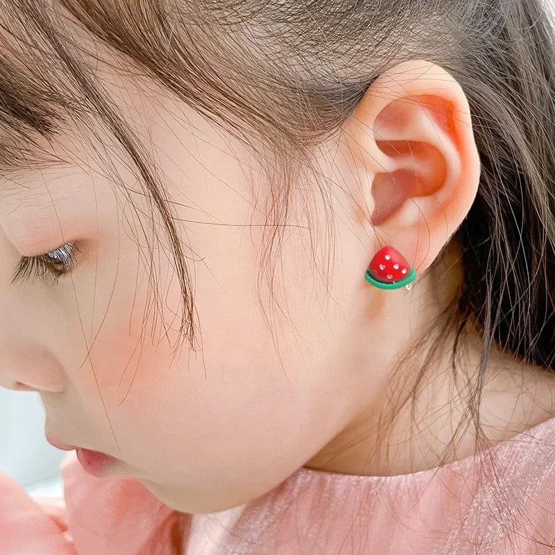 Lianfudai New 10pcs Cute Girls Earrings Ear Clip No Ear Hole Flower Earrings Children Princess Girls Birthday Gifts Kids Accessories