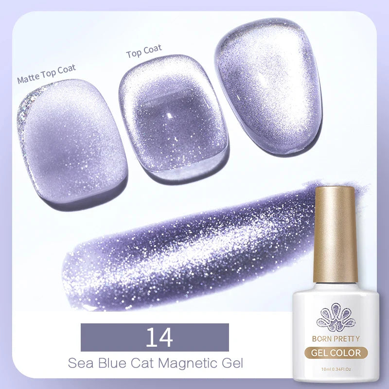 sengpan 10ml Double Light Reflective Glass Cat Magnetic Gel Sparkling Rainbow Color Gel Nail Polish Varnis Semi Permanent