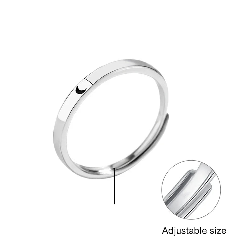 sengpan Sun Moon 2in1 Irregular Match Couple Rings Opening Adjustable Ring Sterling Silver Wedding Ring Jewlery Lover Gift for Friends