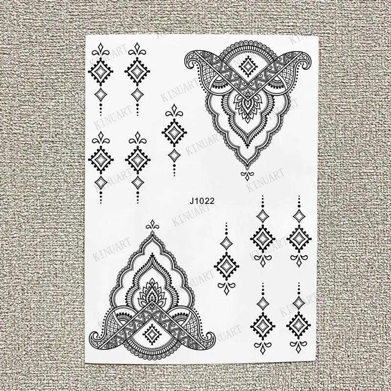 sengpan Black Henna Tattoo Stickers for Hands Temporary Tattoos Body Lace Tatoo Temporari Waterproof Fake Tattoo for Women Hena Tatoo