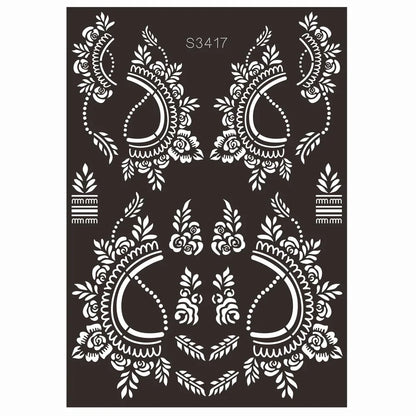 sengpan Reusable Temporary Henna Tattoo Stencil for Hand Arm Sleeve Mehndi Stencils Designs Painting Template DIY Tattoo Supplies