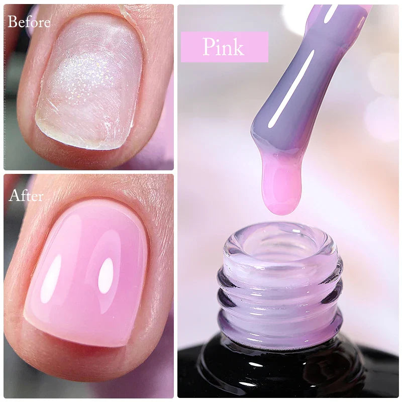 sengpan SUGAR Aurora Rubber Gel Nail Iridescent Pearl Effect Metallic Mirror Nails Manicure Soak Off UV LED No Wipe Top Coat Base Gel