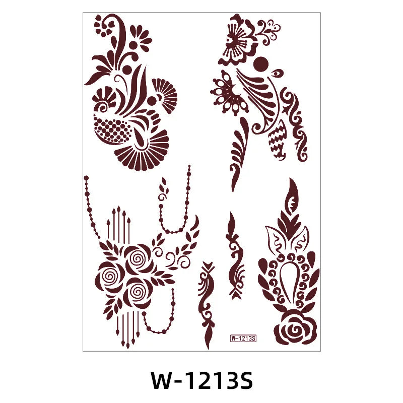 sengpan New Design Brown Henna Tattoos for Women Flower Mandala Mehndi Sticker for Hand Waterproof Tattoo Fake Hena Tatoo