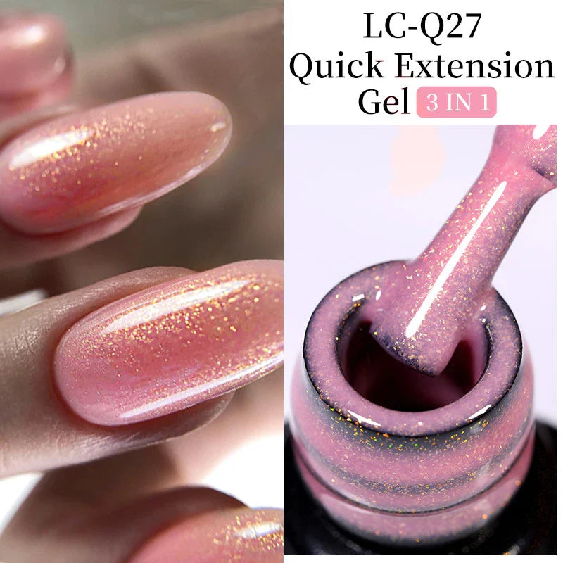 sengpan 7ML Quick Extension Gel Nail Polish Gold Foils Glitter Polish Vernis Semi Permanent UV Gel Nail Art Soak Off Hard Gel