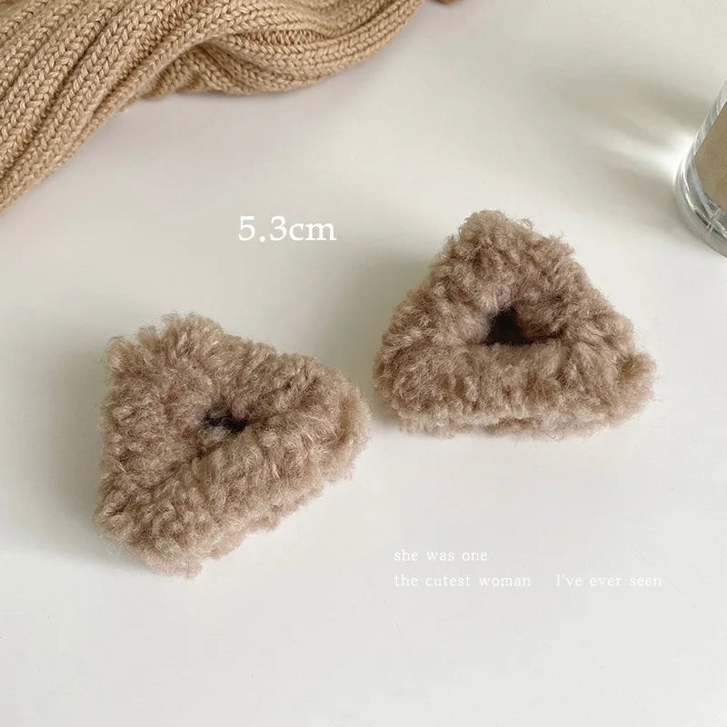 sengpan Plush Cat Ears Hair Clips For Women Girls Lamb Cashmere Hairpin Forehead Bangs Clip Fluffy Children New Winter Hair Accessories