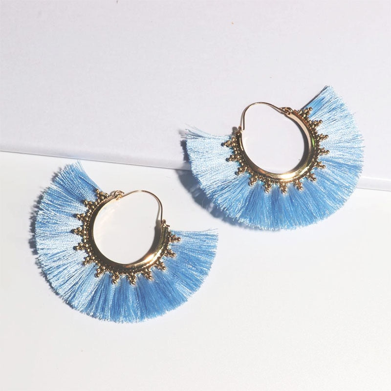 sengpan Round Tassel Earrings for Women Jewelry Drop Dangle Earrings Pendientes Mujer Moda Brincos Party Wedding Statement Earrings