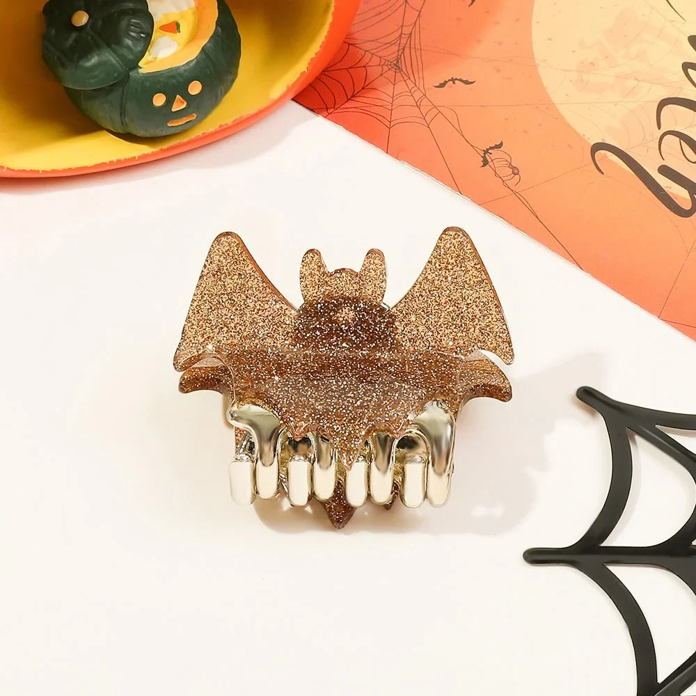 sengpan 8cm Halloween Bat Lady Hair Clip Festive Personality Funny Back of Head Hair Clip Shark Clip Cute Fashion Hair Accessory