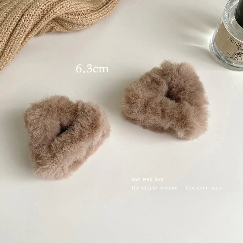 sengpan Plush Cat Ears Hair Clips For Women Girls Lamb Cashmere Hairpin Forehead Bangs Clip Fluffy Children New Winter Hair Accessories