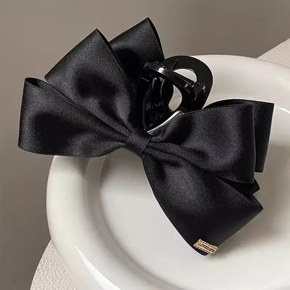 Lianfudai Large Black Fabric Bow Grab Hair Clips Women's New Korean Style Hairpin Fashion Shark Cawl Clips Girls Hair Accessories