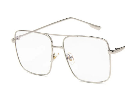 sengpan Fashion square frame vintage eyeglasses Men Oversized Metal Glasses frame Women Clear Lens Glasses Gold Optical Spectacle