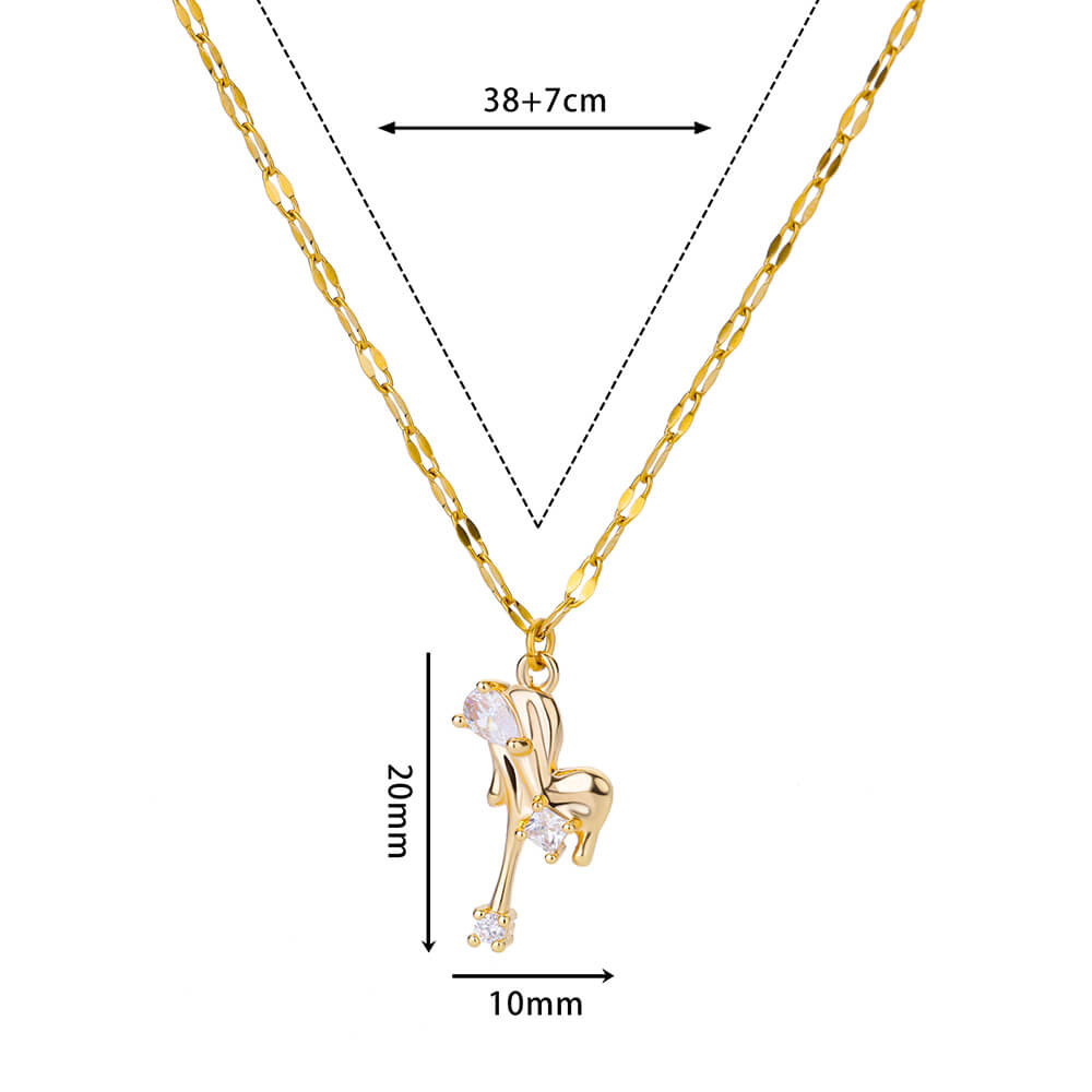 sengpan Heart Pendant Necklace for Women Cubic Zirconia Stainless Steel Wave Chain Necklace New Aesthethic Wedding Jewelry collares