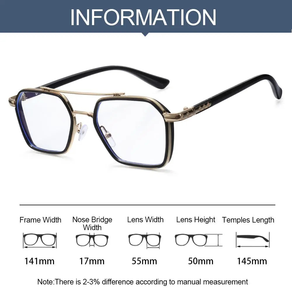 Lianfudai NEW Double Bridge Square Anti-blue Light Glasses Women Men Vintage Transparent Computer Glasses Oversize Frame Eyeglasses 1PC