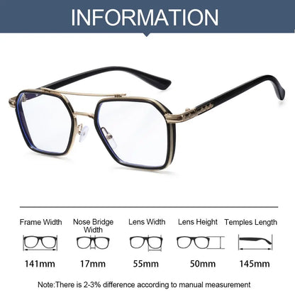 sengpan NEW Double Bridge Square Anti-blue Light Glasses Women Men Vintage Transparent Computer Glasses Oversize Frame Eyeglasses 1PC