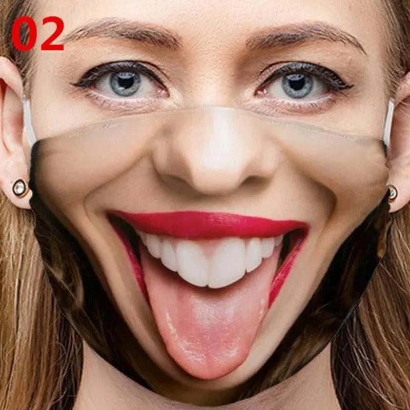 Lianfudai NEW Funny Men Women Face Mask Adults Funny Pattern Cotton Mouth Masks Outdoor Masque Lavable Mask for Face Halloween Cosplay